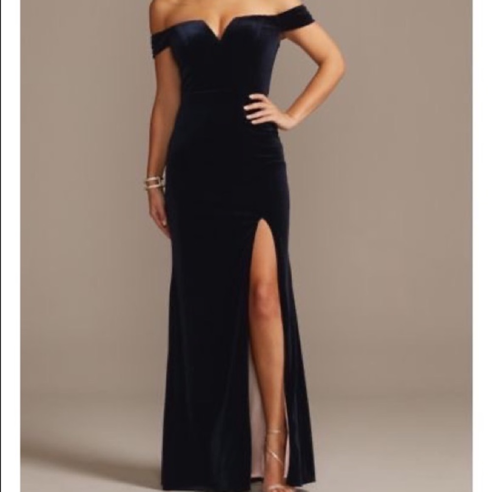 City Triangles Blue Velvet Formal Dress